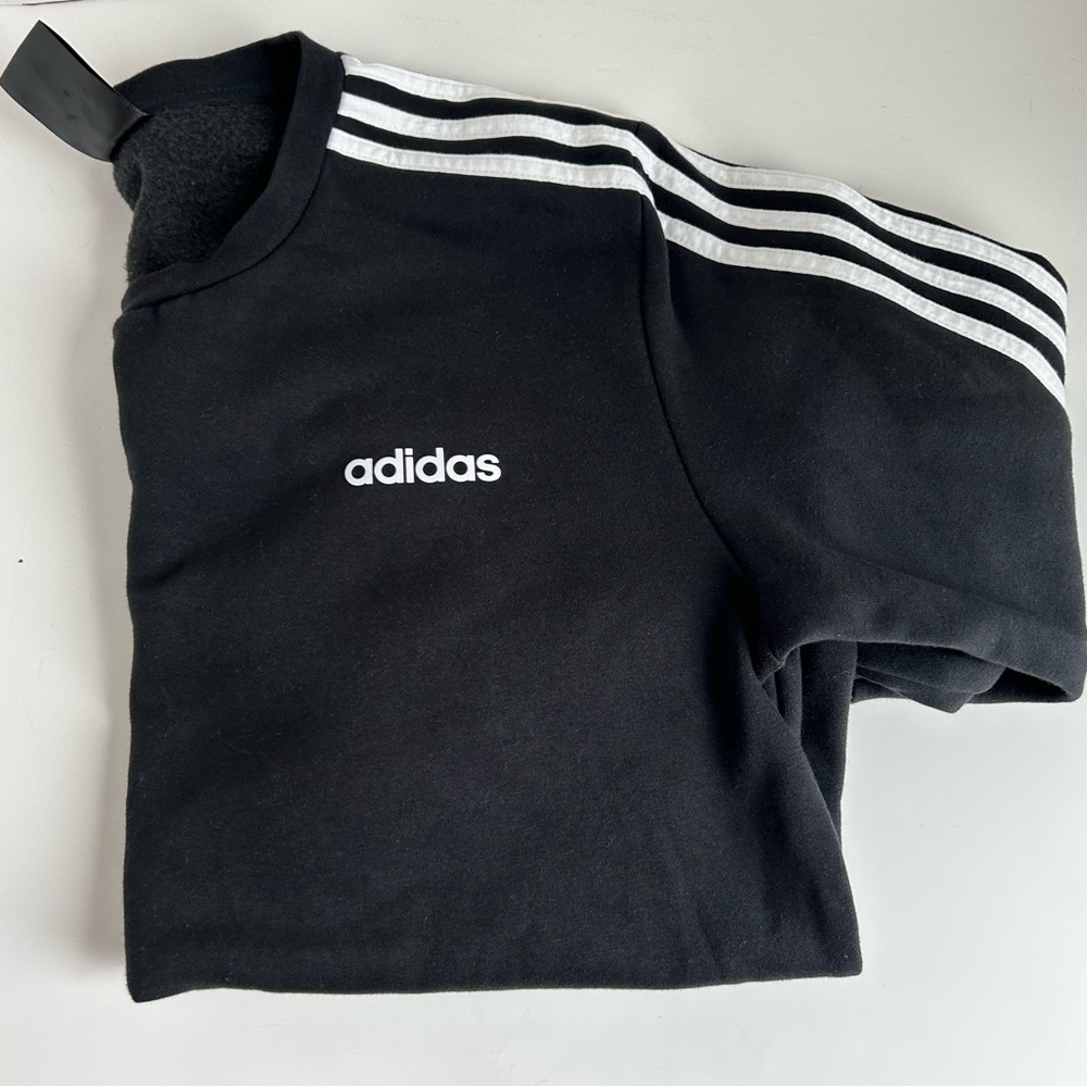 ADIDAS ESSENTIALS FRENCH TERRY 3-STRIPES SWEATSHIRT, Men's Size Large  in black